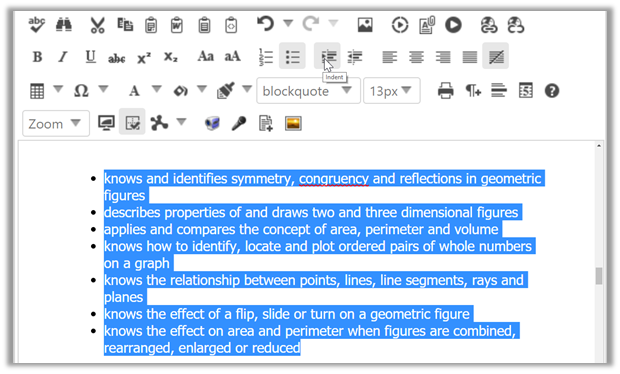 Use the Indent tool in the Edit toolbar when you want to indent text.