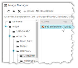 Select an image from the Image Manager