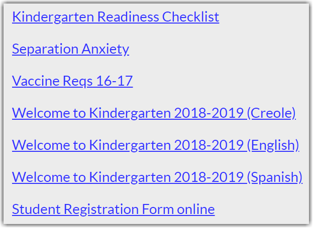 A list of hyperlinks that are double-spaced.