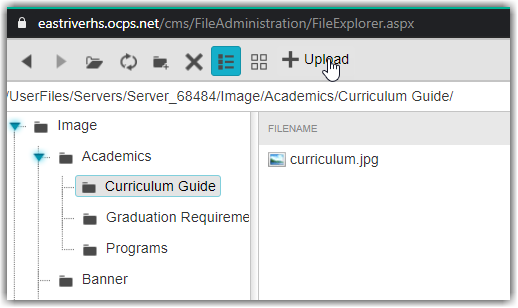 Next navigate to the folder within the Image hierarchy to the folder where you want to save the image