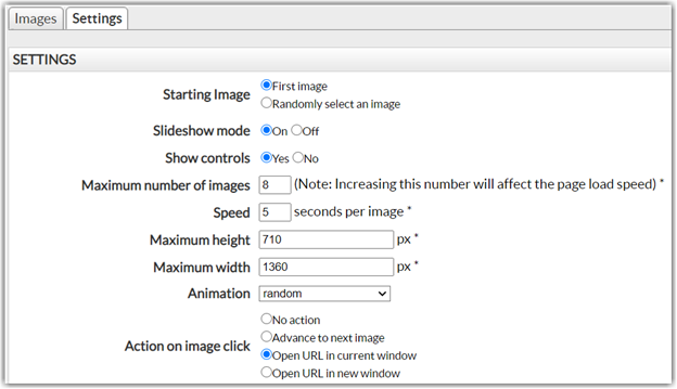 Incorrect maximum height and maximum width sizes for the rotating banner on the home page.