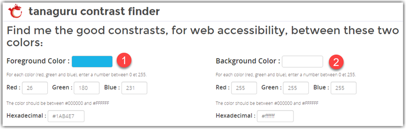 Tanaguru Contrast Finder Specifying the original foreground and background colors