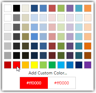 Typical color selection grid showing basic colors