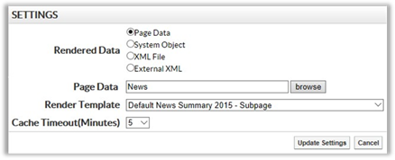 The Data Summary portlet must point the the News Section Page